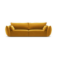 SOFA Kaelle aus Samt gelb 3 Sitzplätze - Gelb, Textil (100/85/208cm) - Micadoni