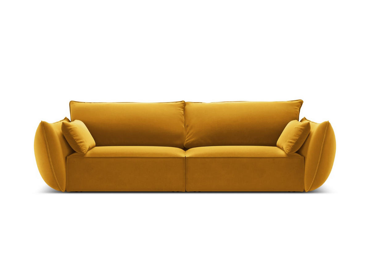 SOFA Kaelle aus Samt gelb 3 Sitzplätze - Gelb, Textil (100/85/208cm) - Micadoni