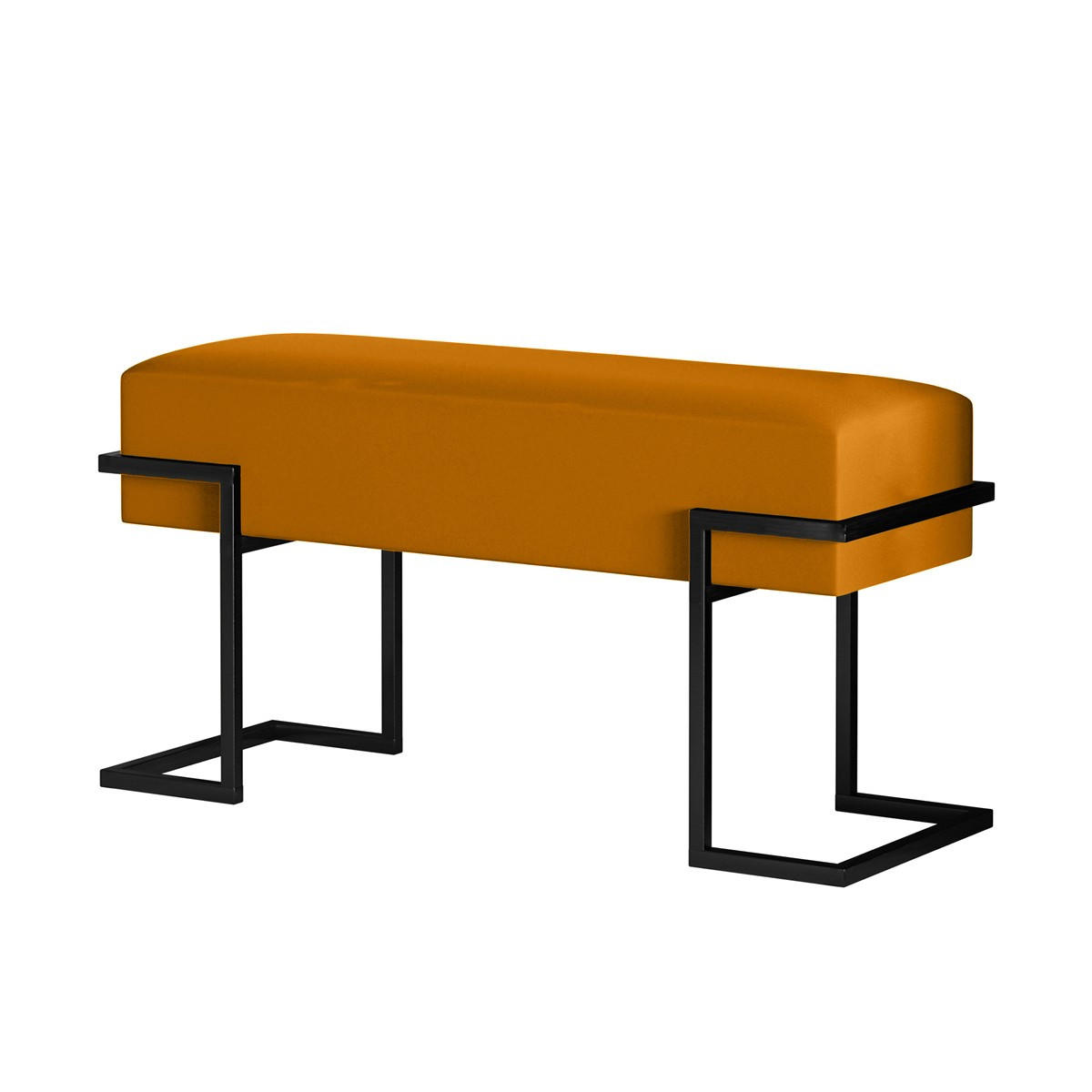 POLSTERBANK CELY 80 cm, Honig, Schwarzes Gestell - Schwarz/Honig, Textil/Metall (80/42/34cm) - Bettso