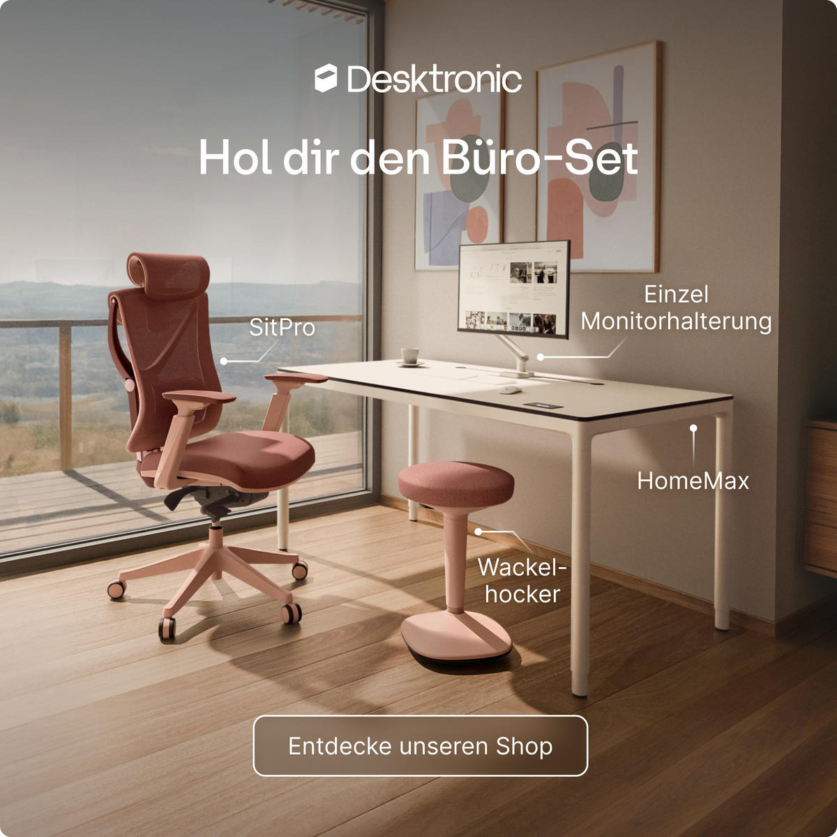 ERGONOMISCHER Balancehocker, Rosa - Pink, Kunststoff (37/58/37cm) - Desktronic