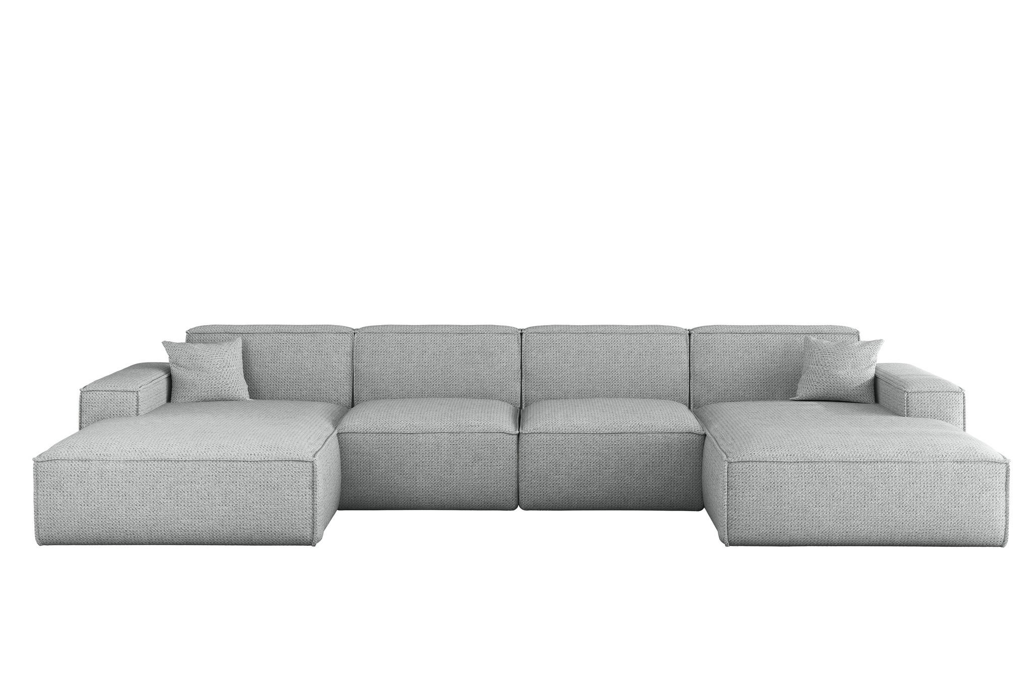 WOHNLANDSCHAFT Celes Premium In Artico - Hellgrau, Holzwerkstoff/Textil (378/73/165cm) - Fun Möbel