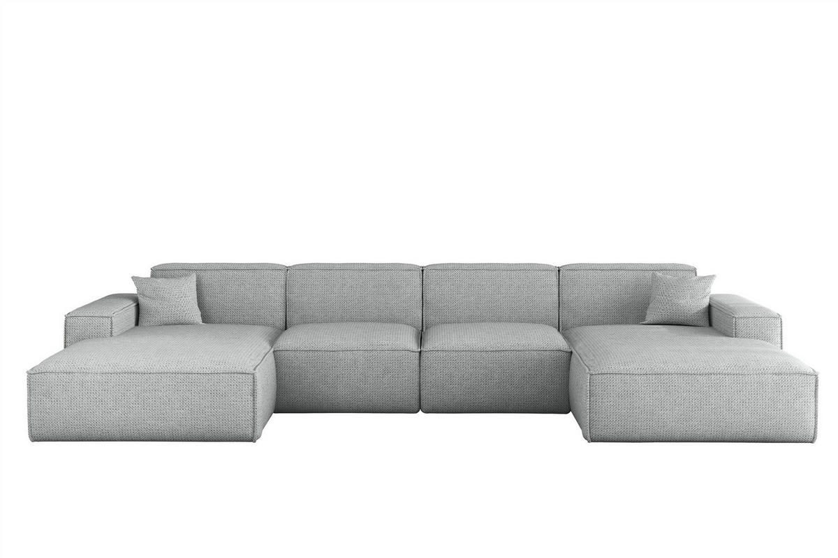 WOHNLANDSCHAFT Celes Premium In Artico - Hellgrau, Holzwerkstoff/Textil (378/73/165cm) - Fun Möbel