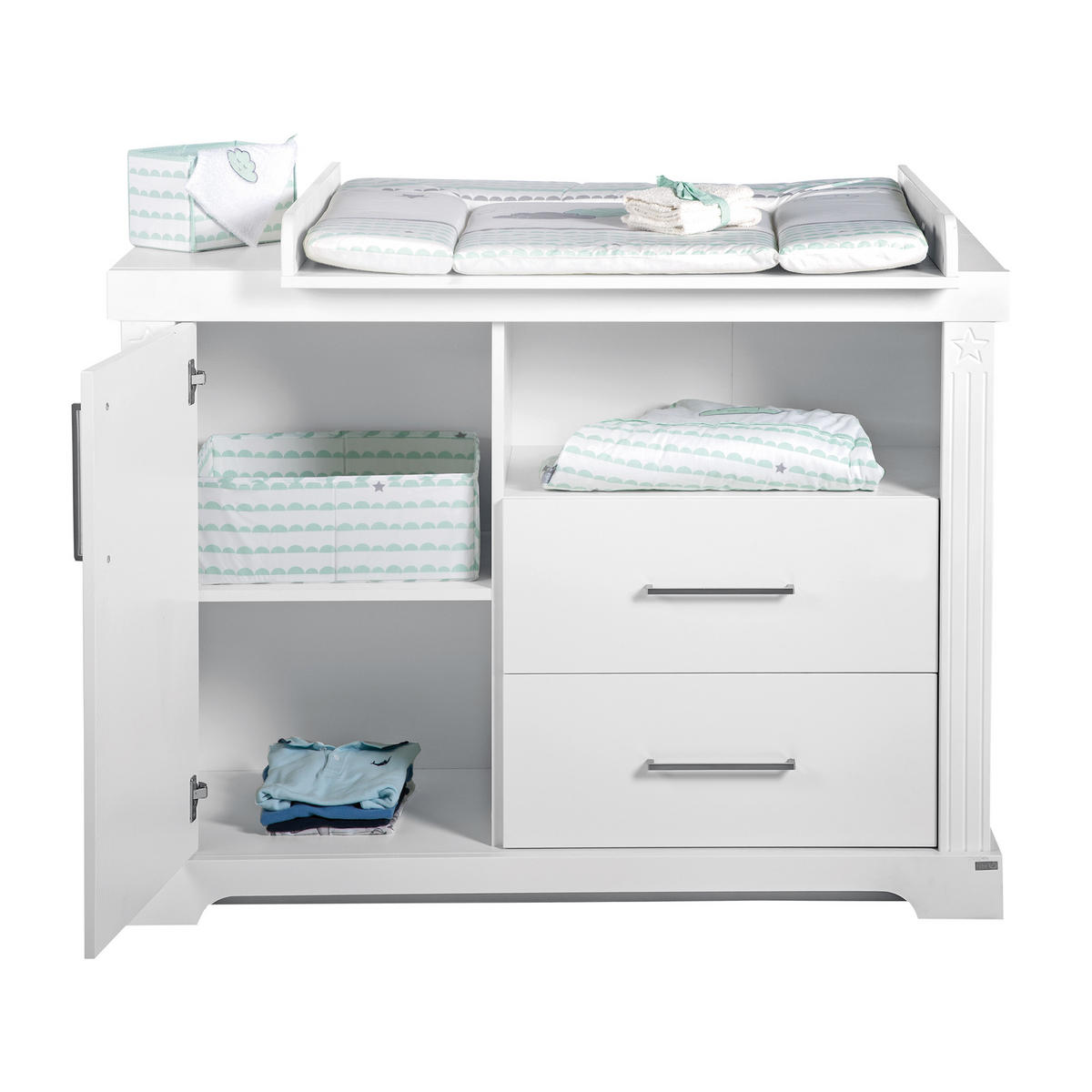 WICKELKOMMODE Maxi - Weiß, Holzwerkstoff/Metall (120/98/75cm) - Roba