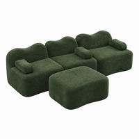 SOFA modulares Ecksofa Samt Grün mit Hocker - Grün, Textil (167/288cm) - Meubliv
