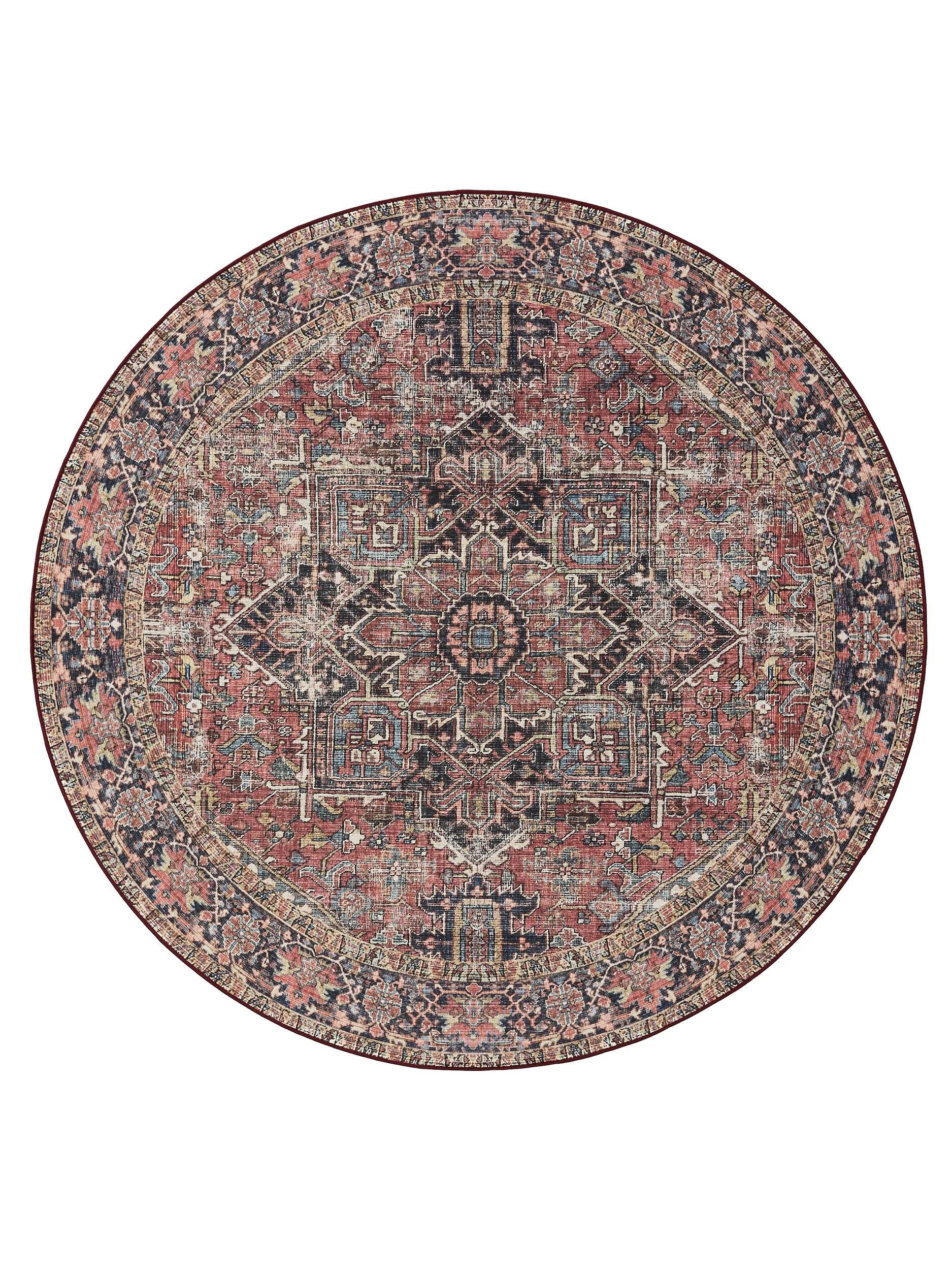 benuta Vintage-Teppich Mehrfarbig, Beige 120x120 cm
