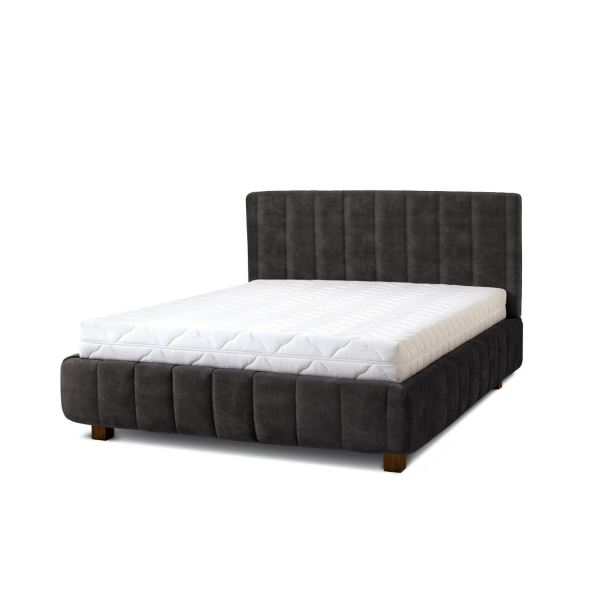 POLSTERBETT Calma 160x200 in Plüsch Anthracite - Anthrazit, Holz (160/200cm) - Letti Moderni