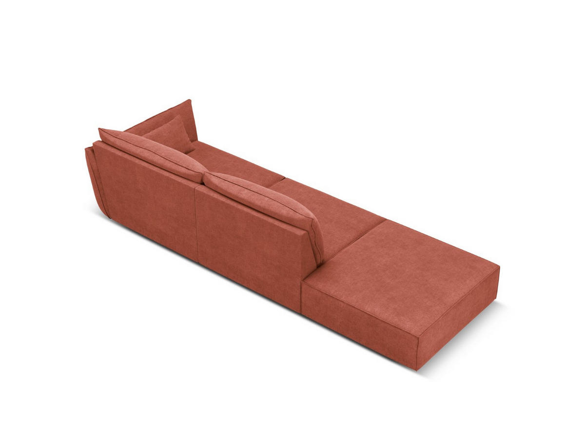 LINKES-SOFA Kaelle aus Chenille-Stoff terrakotta 4 Sitzplätze - Terracotta, Textil (110/85/264cm) - Micadoni