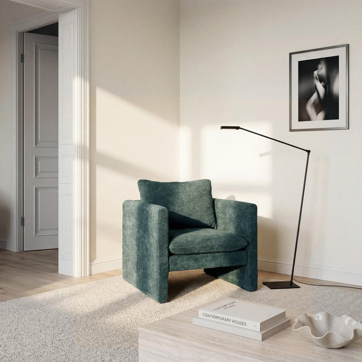 LESESESSEL Hedda Grün 76 cm x 76 cm - Grün, Textil (76/76/74cm) - Klast Home