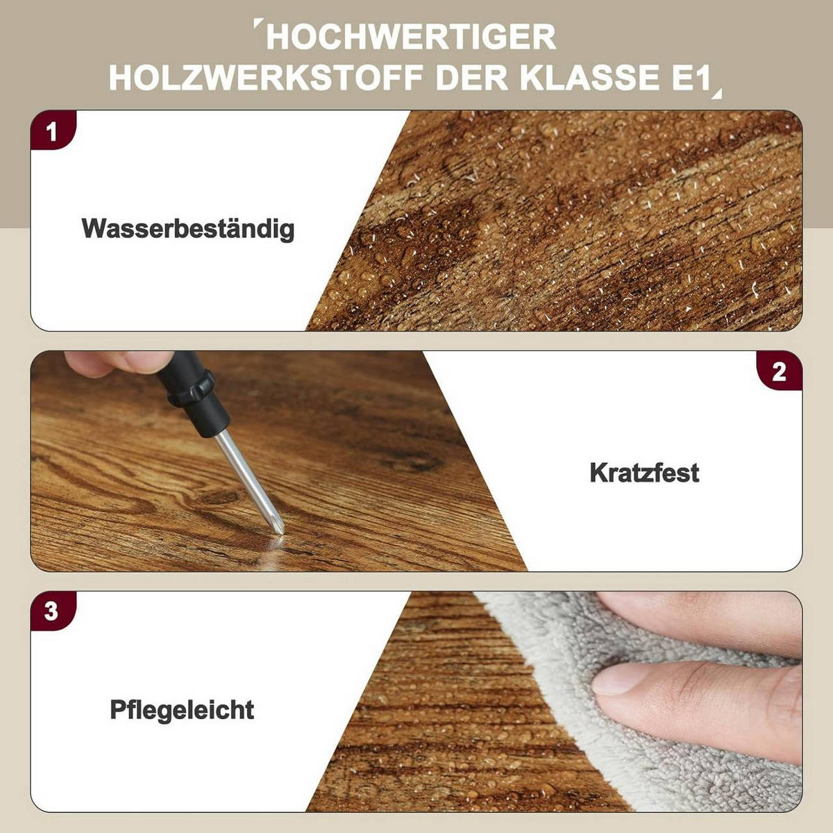 COUCHTISCH rund, mit 2 Ablagen, Vintage-Braun - Dunkelbraun, Holzwerkstoff/Metall (50/50/53cm) - Woltu