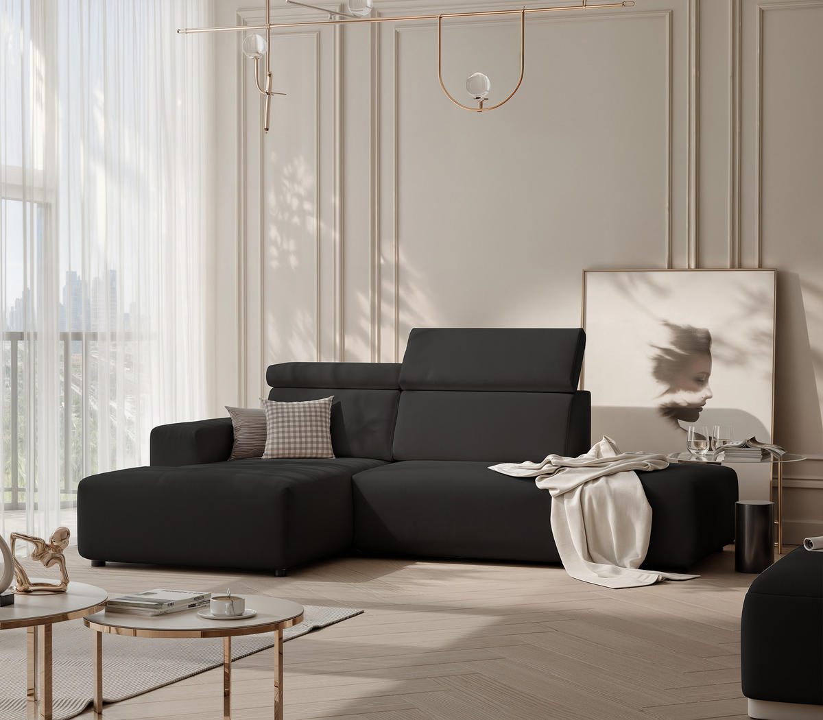 ECKSOFA RICO Links, Stoff Anthrazit - Anthrazit, Textil (260/186cm) - Idohome