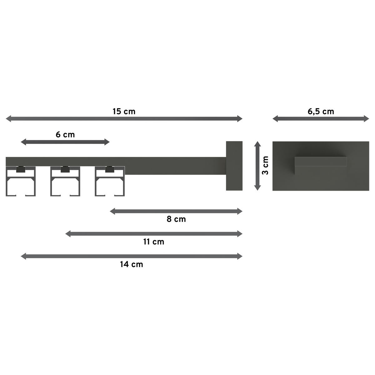 GARDINENSTANGE INNENLAUF Quadline (Multi) Cubes 300 cm (geteilt in 3 x 100 cm), 3-läufig, 20x20 mm Satin-Silber - Silberfarben, Metall (300cm) - INTERDECO