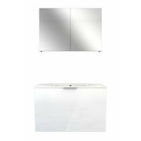 BADMÖBEL Set Gently 1 V1 Weiß MDF Waschtisch 80cm NEIN ohne LED-Beleuchtung - Weiß, Glas/Kunststoff (46/52/80cm) - AcquaVapore by Sandra Jentho