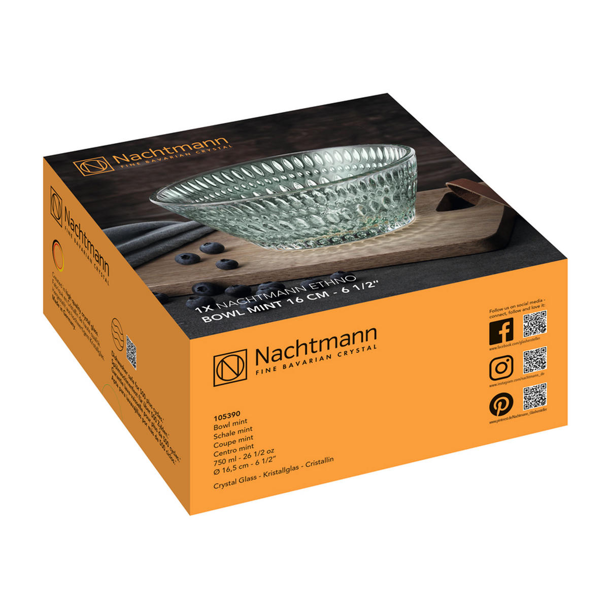 SCHÜSSEL Ethno, Kristallglas, Mint, 16.5 cm - Grün, Glas (16.5/7.8/16.5cm) - Nachtmann
