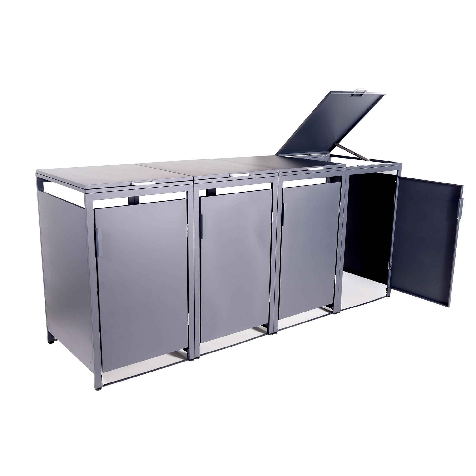 MÜLLTONNENBOX für Hauswände 4er, MTW4 - Anthrazit, Metall (272/118/80cm) - Albatros