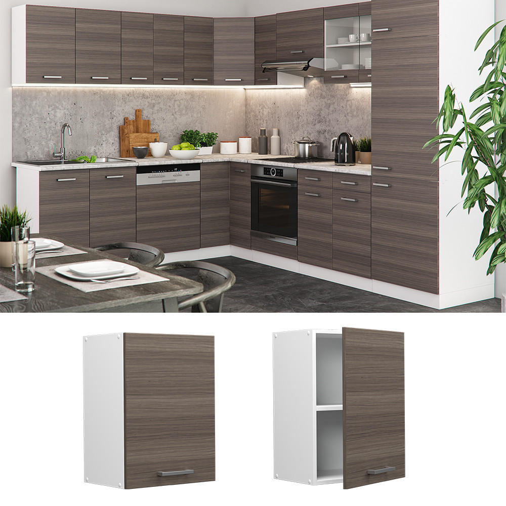 HÄNGESCHRANK R-Line Grau 45 cm - Weiß/Braun, Holzwerkstoff (45/60/31cm) - Vicco