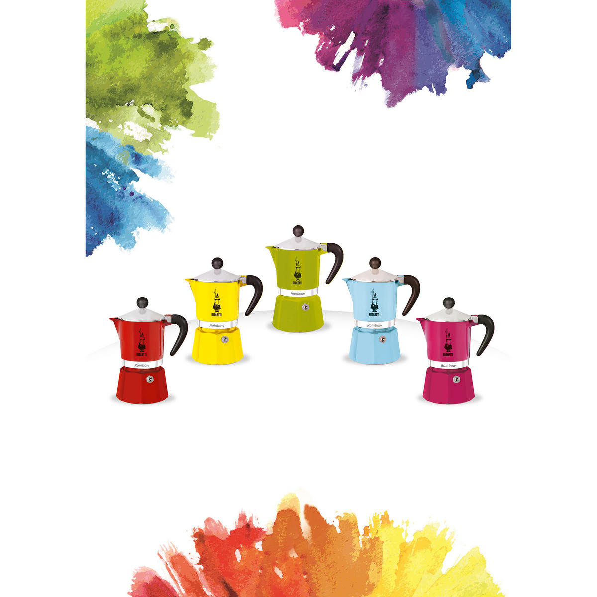 ESPRESSOKOCHER Rainbow für 3 Tassen, Aluminium, Rot, 130 ml - Rot, Metall (9/25/14cm) - Bialetti