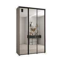 SCHWEBETÜRENSCHRANK 235,2/160/45 3-türig - Kaschmir/Schwarz, Holz/Metall (160/235.2/45cm) - MÖBEL KRYSPOL