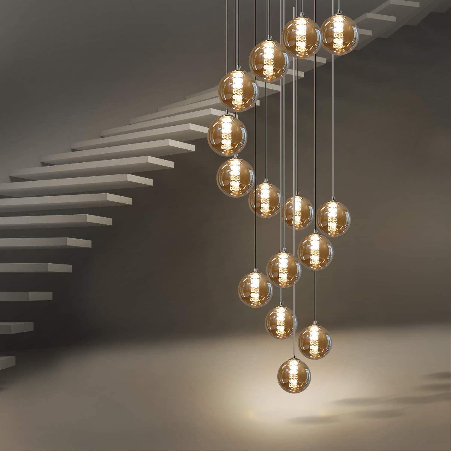 LED-HÄNGELEUCHTE Helligorn 40/300/40 cm - Grau, Glas (40/40/300cm) - ZMH