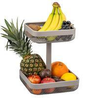 OBSTETAGERE, eckig, 2-stöckig, Ø 20 cm und 25 cm, taupe, Metall - Taupe, Metall (30cm) - eluno