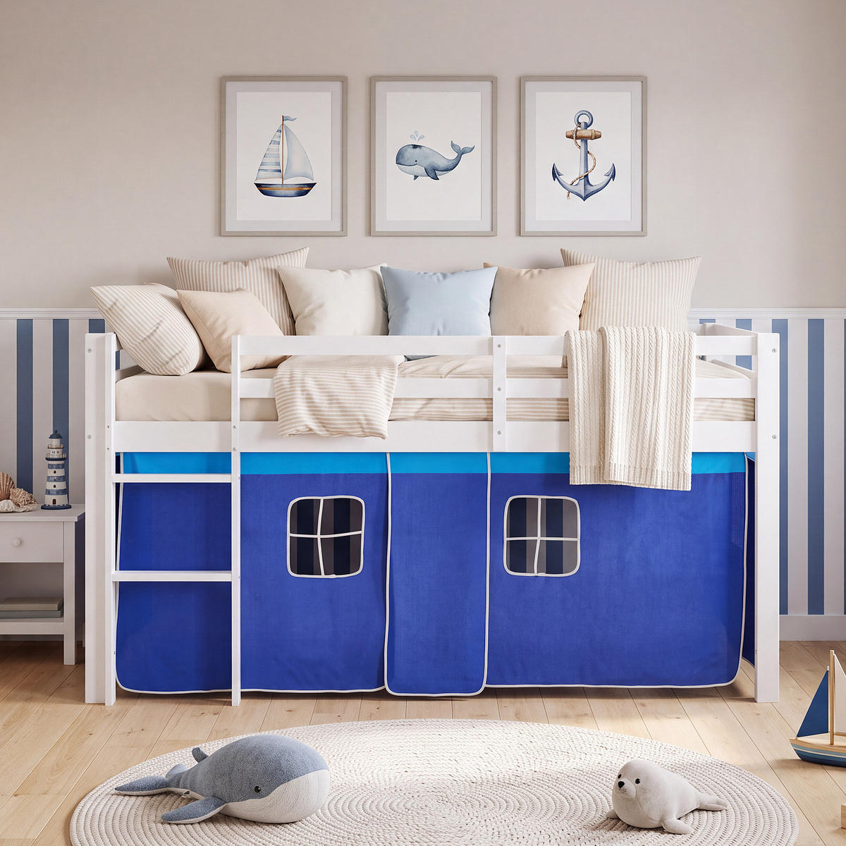 HOCHBETT Lattenrost 90/200 cm Blau - Blau/Weiß, Holz (90/200cm) - Homestyle4u