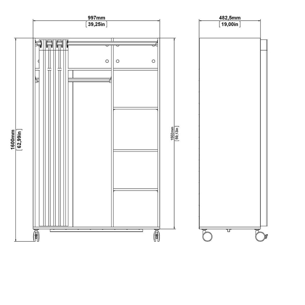 KLEIDERSCHRANK, Kit, Weiß, Holzwerkstoff, 100 x 49 x 160 cm - Weiß, Holzwerkstoff (100/160/49cm) - ebuy24