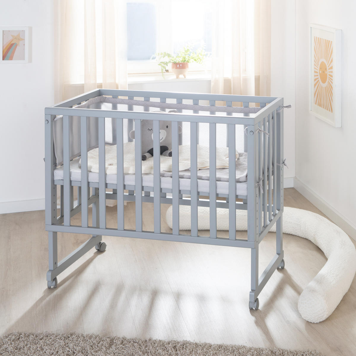 BEISTELLBETT roba Style grau 3in1 Set 90 x 45 cm - Taupe, Holzwerkstoff (45/90cm) - Roba
