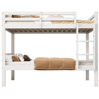 ETAGENBETT 90/200 cm Weiß aus Kiefer mit Absturzsicherung und Winkelleiter - Weiß, Holzwerkstoff (90/200cm) - OKWISH