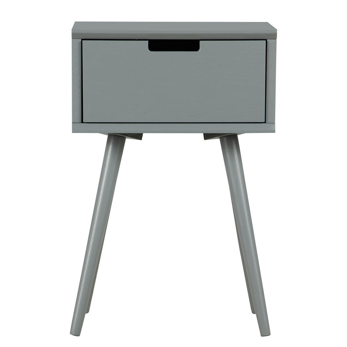 NACHTTISCH - Teilmassivholz - Eiche - Grau, Eichenholz/Holz (40/61/30cm) - home24
