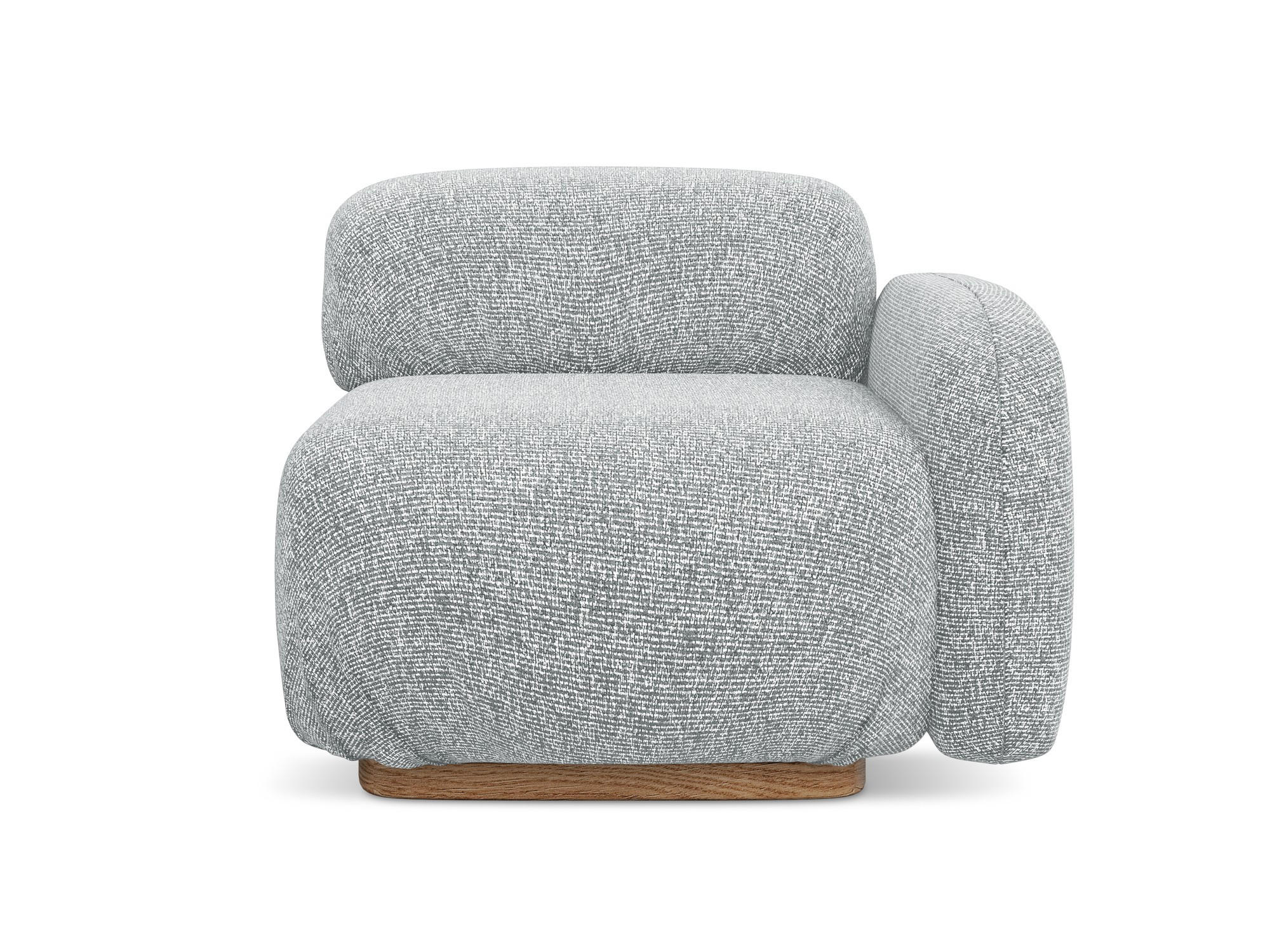 SOFAELEMENT Rechts Strukturstoff Stoff Grau - Silberfarben/Braun, Holz/Textil (95/73/95cm) - Makamii
