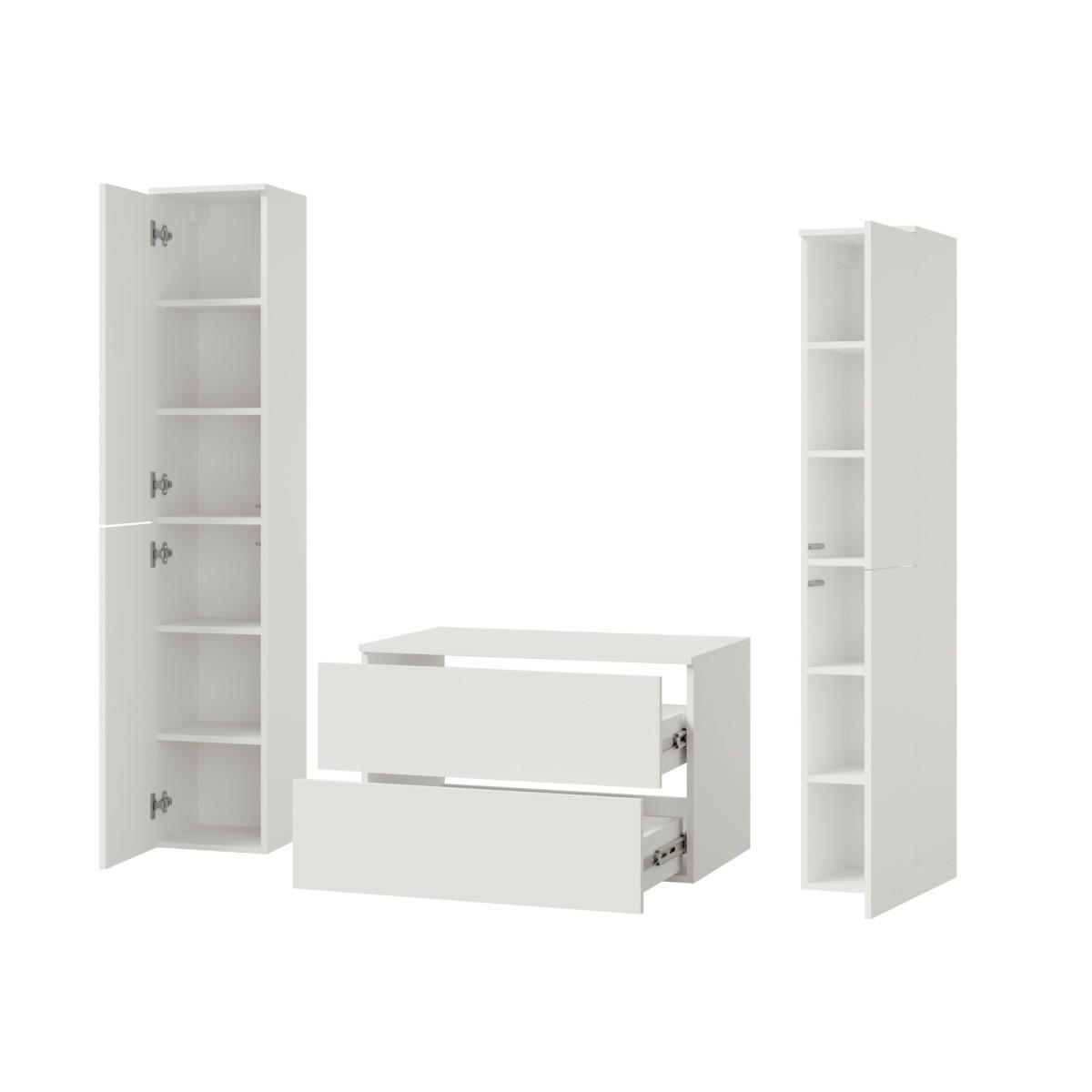 BADMÖBEL-SET Color Weiß 3-Teilig (2S 80 + 2D 160 X2) - Weiß, Holzwerkstoff (140/160/45cm) - mzm24