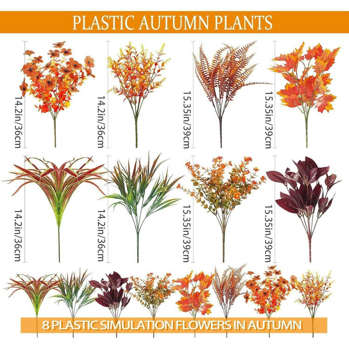 HERBSTSTRAUSS 8-teiliges Set Künstliche Herbstblumen Rot - Multicolor, Kunststoff (30cm)