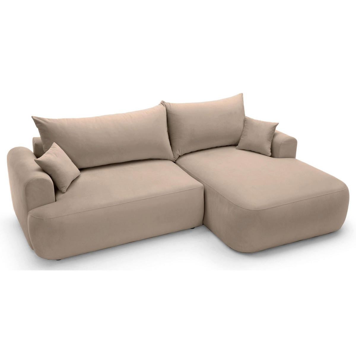 ECKSOFA Ovo Beige mit wasserabweisendem Samtbezug - Beige/Schwarz, Kunststoff/Textil (165/260cm) - Selsey
