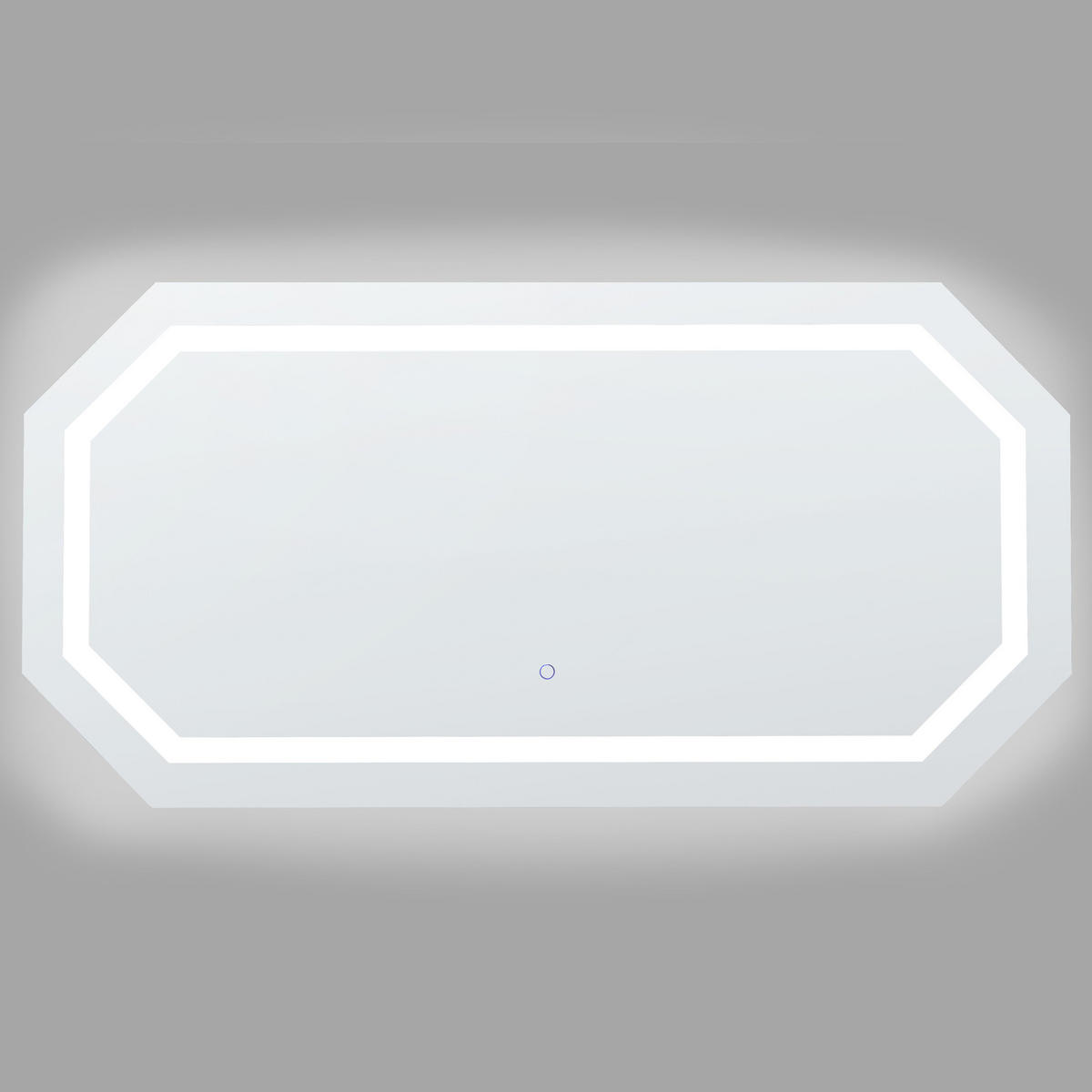 BADSPIEGEL mit LED-Beleuchtung achteckig 120/60 cm Locmariaquer - Silberfarben, Glas (120/60/4cm) - Beliani