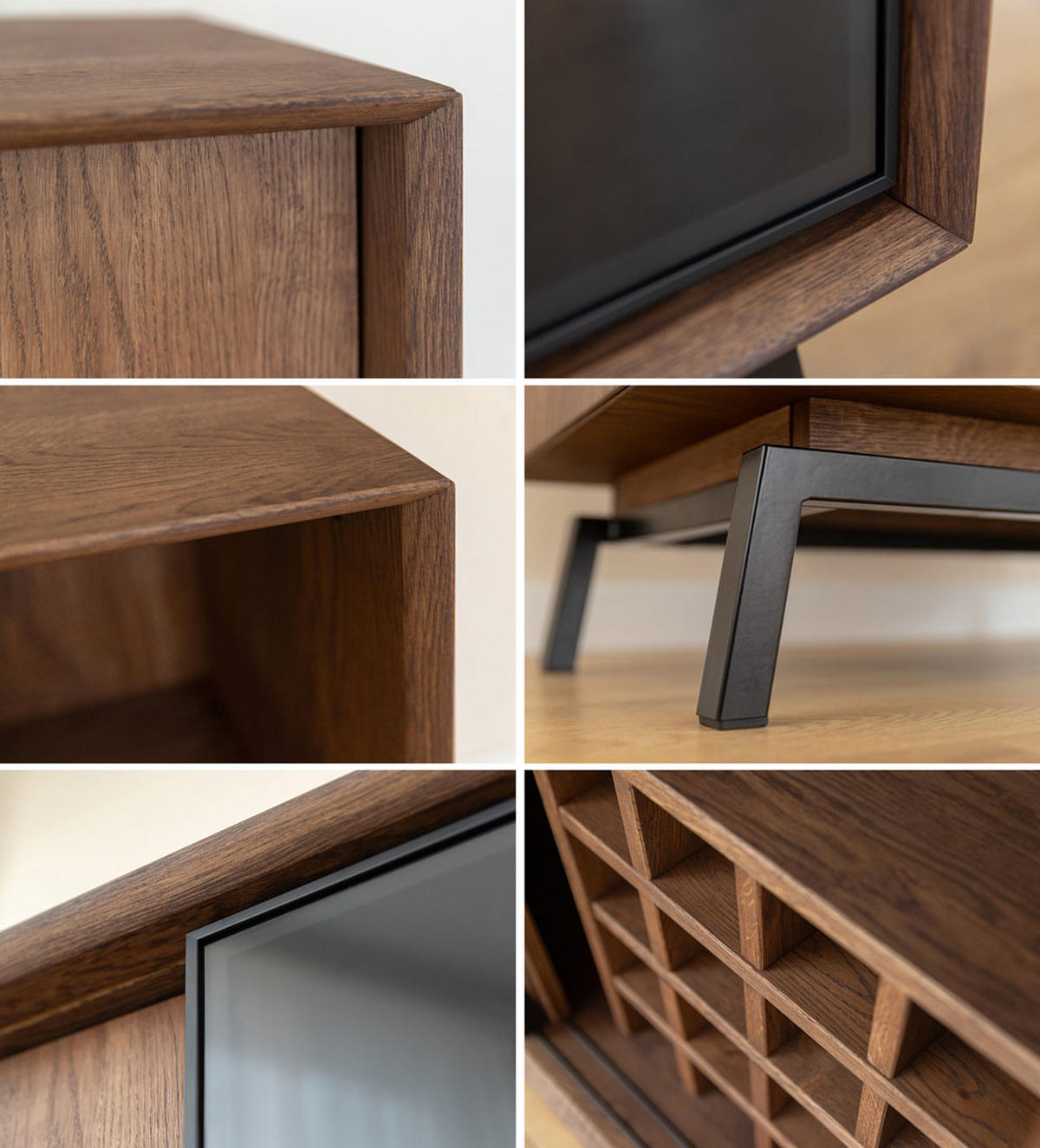 WOHNWAND 4er-Set Modern Loft Eiche Tabak 523 / 60 / 101cm - Eichefarben/Dunkelbraun, Holz/Metall (523/101/60cm) - Feldmann-Wohnen