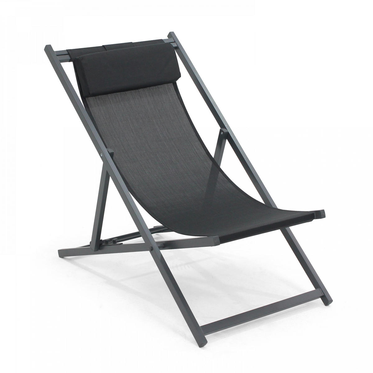 LIEGESTUHL 2-tlg., Schwarz - Schwarz, Metall (100/85/60cm) - Oviala