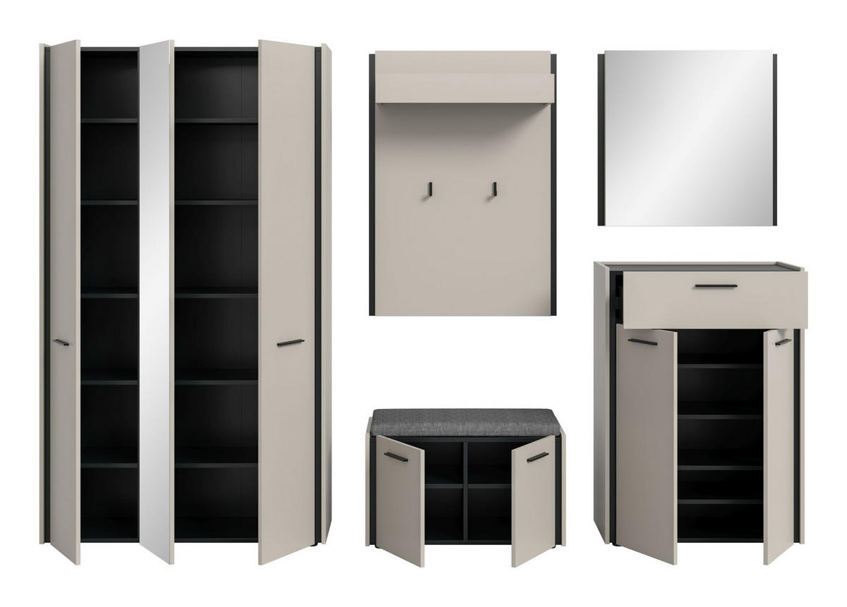 GARDEROBEN-SET Emil Kaschmir 287/40/190 cm - Beige, Holzwerkstoff (287/190/40cm) - Xonox