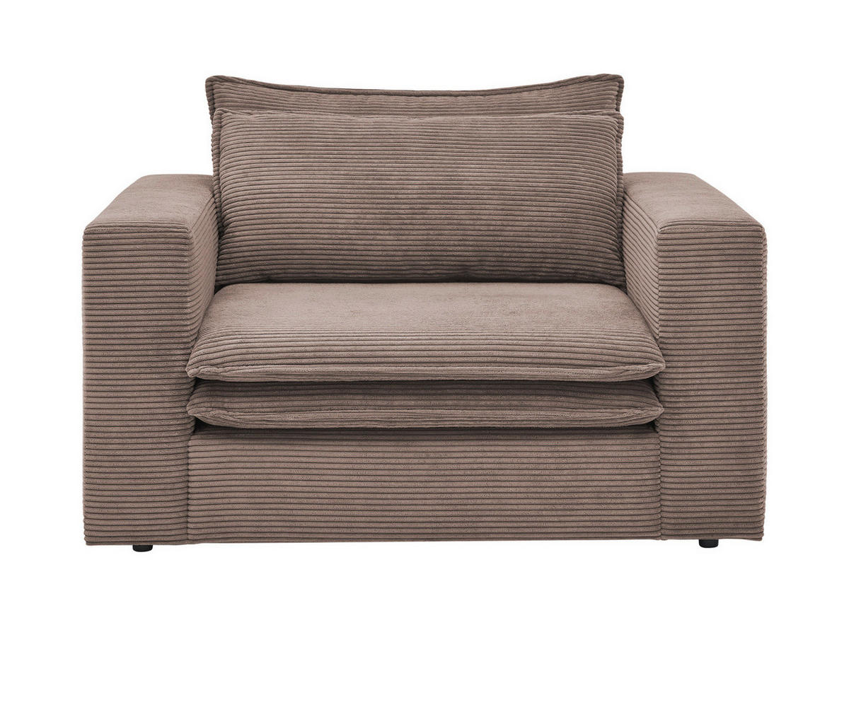 LOVESEAT braun Cord, Loungesessel 125 cm - Beige/Braun, Holz/Kunststoff (125/83/91cm) - Furn.Design