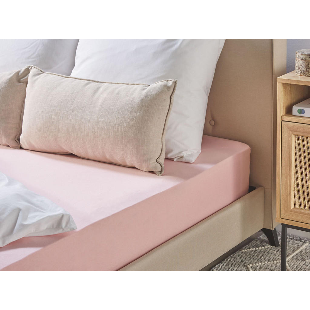 Thumbnail - Beliani Spannbettlaken, Pink, Textil, 140x200 cm, Schlaftextilien, Bettwäsche, Bettlaken