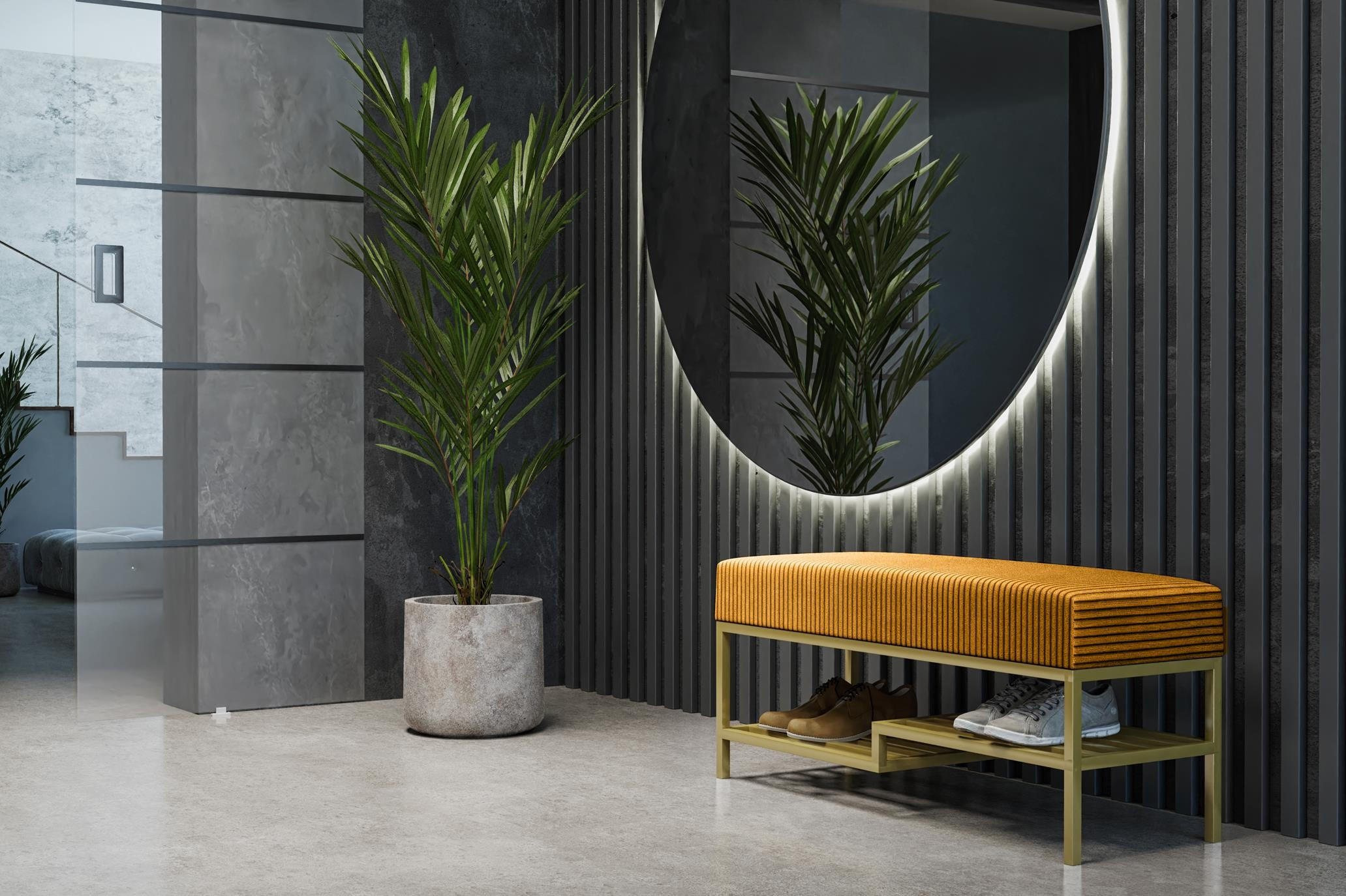 SITZBANK Mello 80 Honig, Goldfarbene Beine, Cordstoff Bank mit Ablage - Goldfarben/Honig, Holzwerkstoff/Textil (80/45/35cm) - Bettso