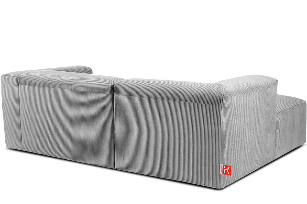 ECKMODULSOFA-LINKS BUFFO 3/4 Sitzer mit extrem weicher Sitzfläche, Kordstoff, hellgrau - Hellgrau, Textil (237/180cm) - KONSIMO®