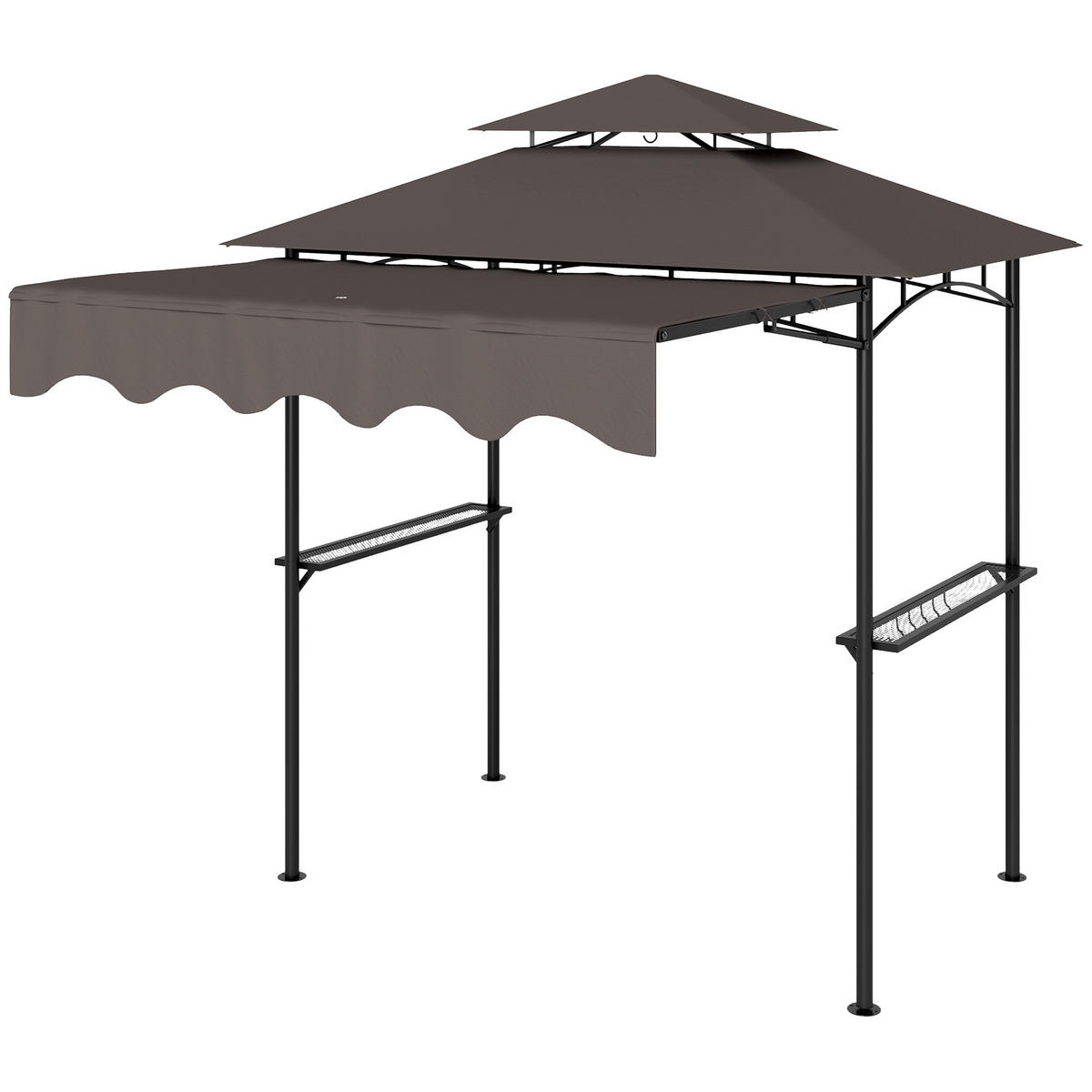 GRILLPAVILLON 242x232x248 cm wasserabweisend flammhemmend Gartenpavillon mit Doppelschichtdach Kaffee - Cappuccino, Metall (242/248/232cm)