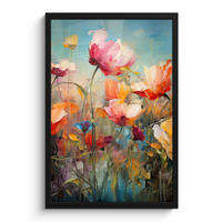 GERAHMTES BILD Blumen - Aquarell - Kunst - Botanisch - Natur 40x60 cm - Orange, Papier (40/60cm) - MuchoWow