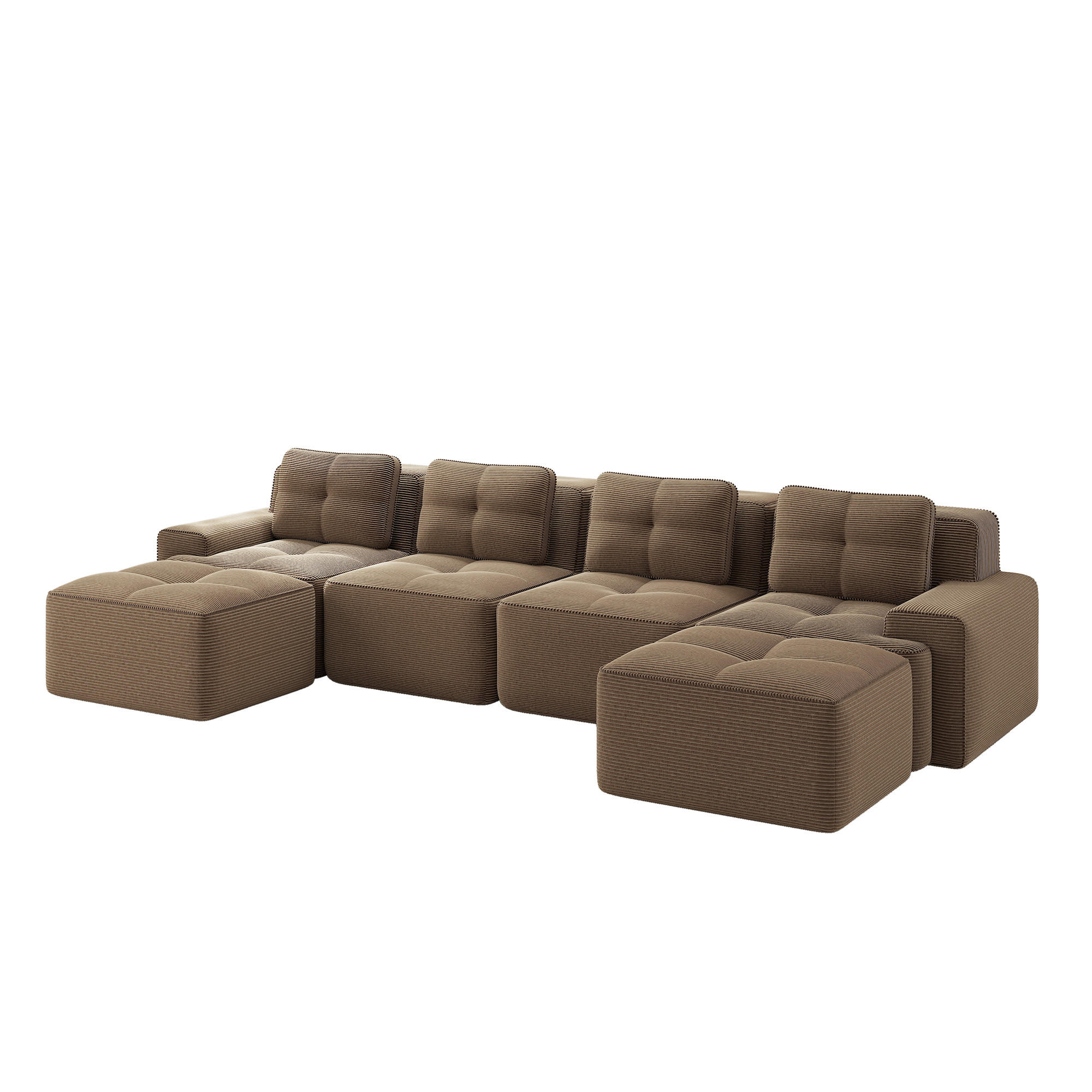 WOHNLANDSCHAFT Cord Braun rutschfest und montagefrei - Braun, Textil (382/69/177cm) - WISHDOR