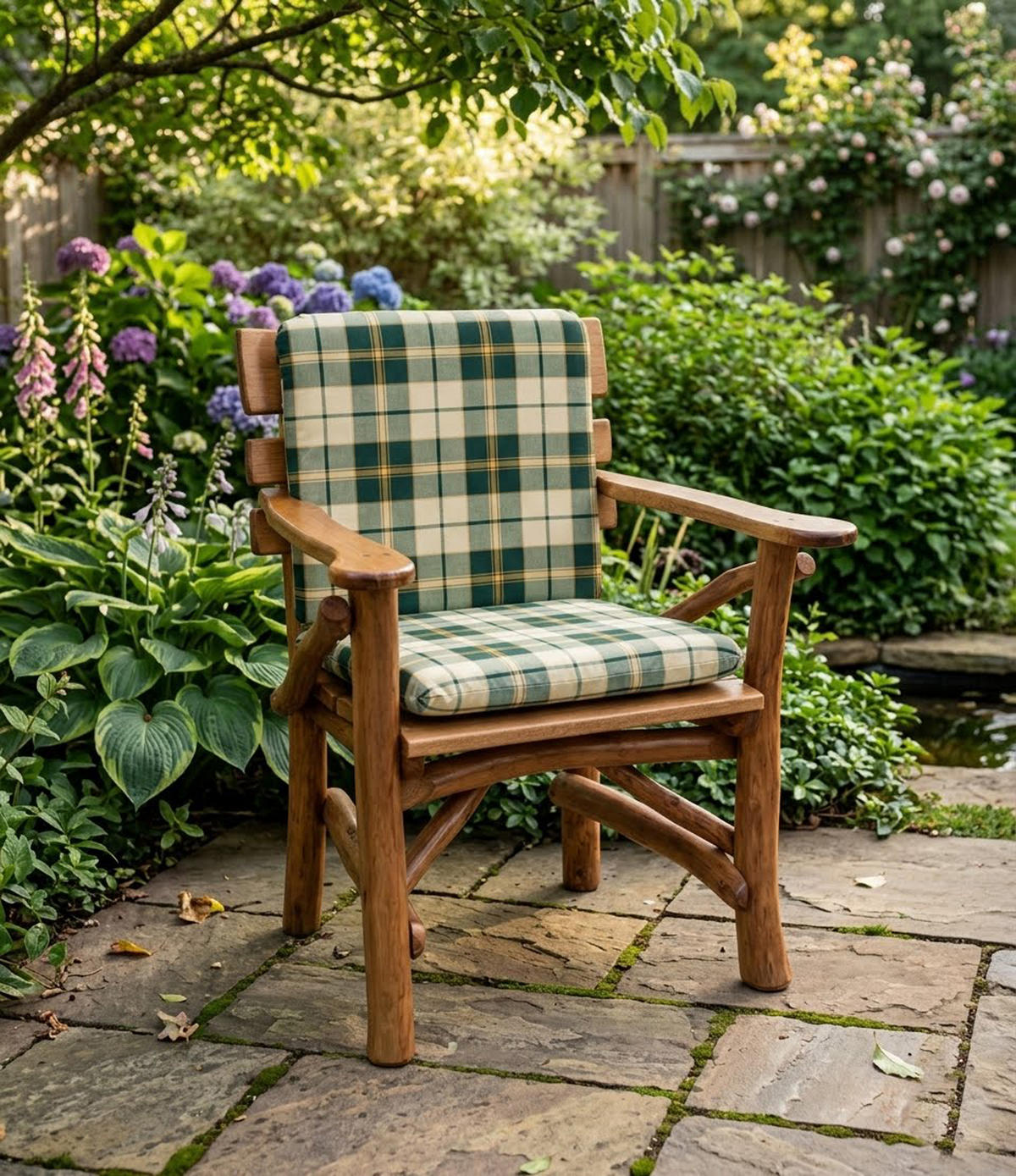 GARTENSESSEL-AUFLAGE Deluxe Brockton Grün/Beige kariert - Grün, Textil (48/7/88cm) - TPFGarden