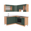 ECKKÜCHE Fame-Line Grün-Gold Landhaus/Goldkraft Eiche 160 x 190 cm AP Eiche - Honigeiche/Grün, Holzwerkstoff (190/81.6/60cm) - Vicco