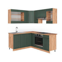 ECKKÜCHE Fame-Line Grün-Gold Landhaus/Goldkraft Eiche 160 x 190 cm AP Eiche - Honigeiche/Grün, Holzwerkstoff (190/81.6/60cm) - Vicco