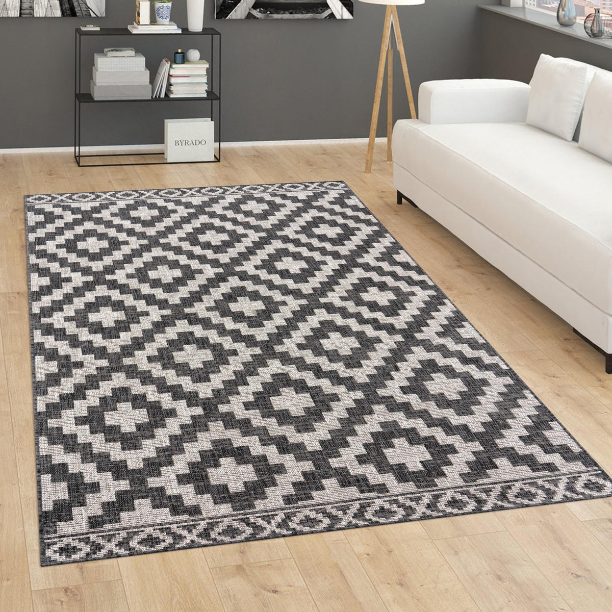TEPPICH Kurzflor Rauten Wohnzimmer schmutzabweisend Grau Rechteckig 160x220 - Grau, Textil (160/220cm) - KADIMA DESIGN