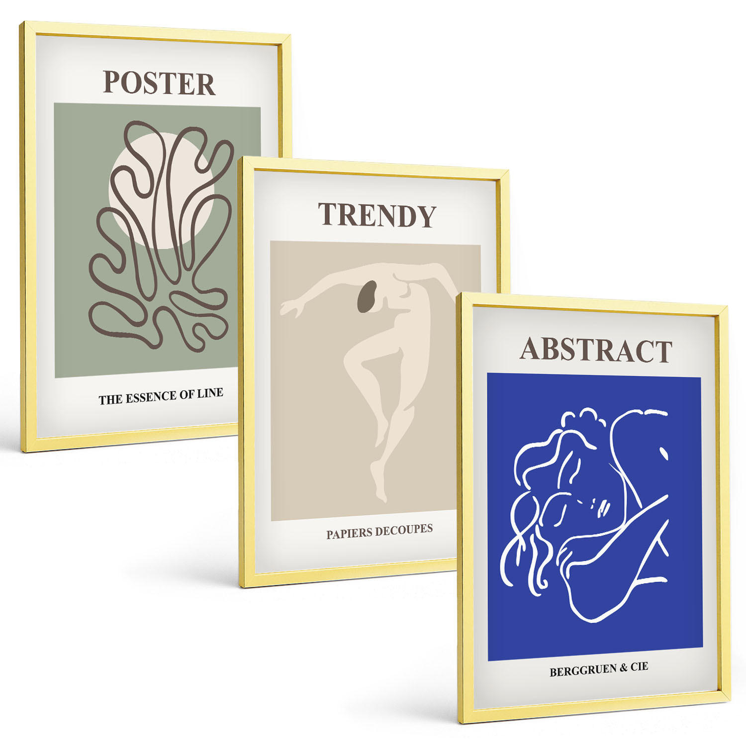 BILDER SET 3er Set - 40x60 cm Goldrahmen - Henri Matisse Pastellgrafiken - Goldfarben, Kunststoff (40/60cm) - TULUP