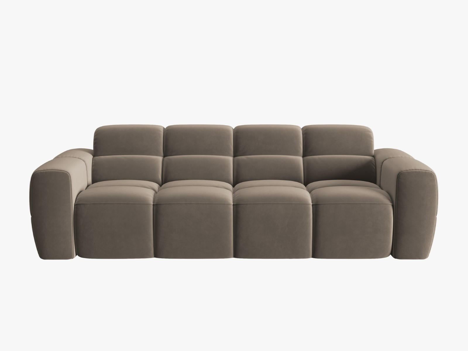 SOFA Lisa aus Samt hellbraun 4 Sitzplätze - Hellbraun, Textil (256/77/101cm) - Micadoni