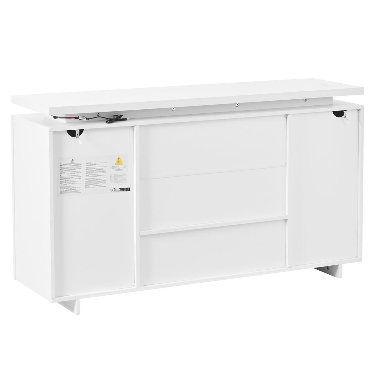 SIDEBOARD DE-37914 mit LED-Beleuchtung und 4 Türen Weiß - Weiß, Holzwerkstoff (140/80/40cm) - ComfortXL
